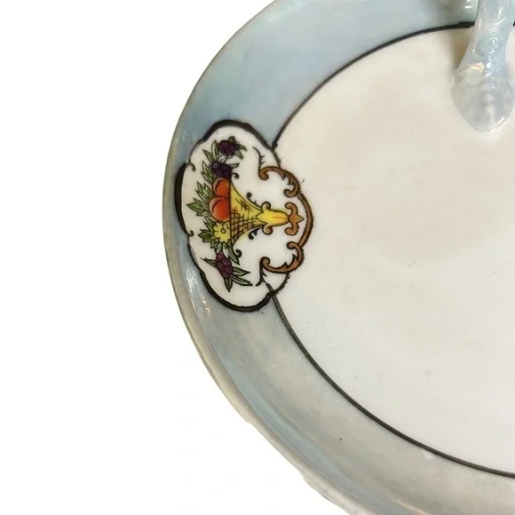 Noritake Fruit Basket Lemon Server Plate Lusterware Blue White - Picture 3 of 6